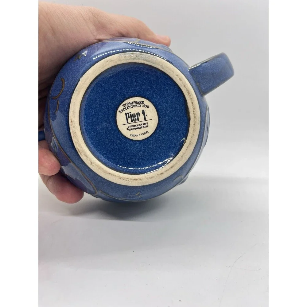 Pier 1 Blue Stoneware Coffee Mug